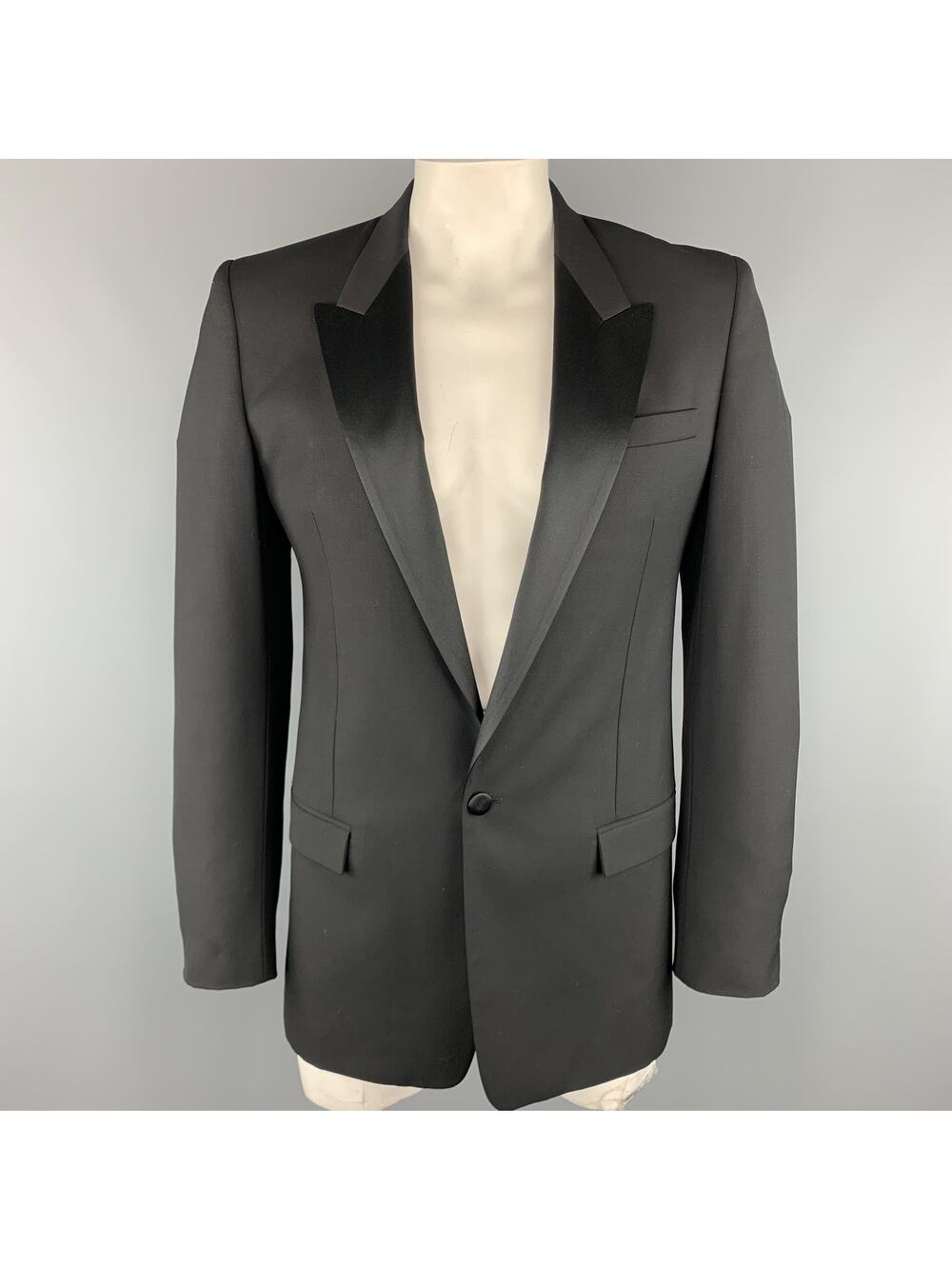MARC JACOBS Size 40 Black Wool Peak Lapel Sport Coat Tuxedo Jacket - Picture 1 of 6